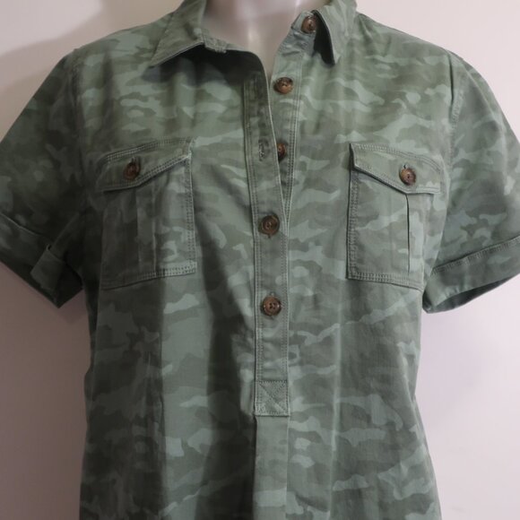 NWT Womens Vineyard Vine Tonal Camo Sage Olive Polo Margo Shirtdress 16 - Picture 6 of 16
